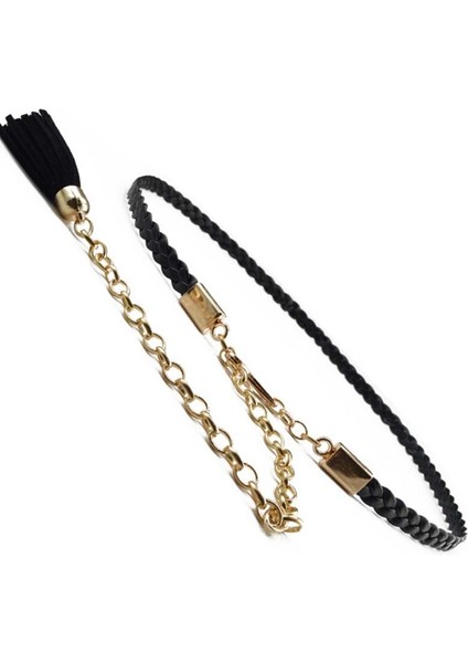 Vrouwen Metal Taille Ketting Gevlochten Riem Smalle Mode Grote Omvang Taille Touw Ketting Riem Wit Kwastje Dame Modellen F0068 (Yurt Dışından)