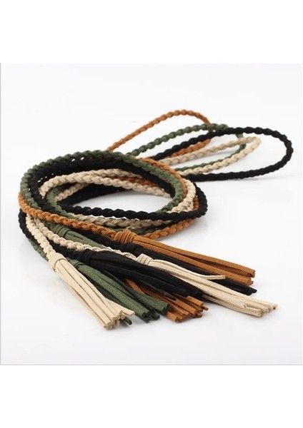 Örme Uzun Pu Deri Örgülü Kemer Dize Kemer Püskül ile Rahat Parti Elbise Kemerleri Kadınlar Için Kız Kuşak Ceinture Femme (Yurt Dışından) modelleri