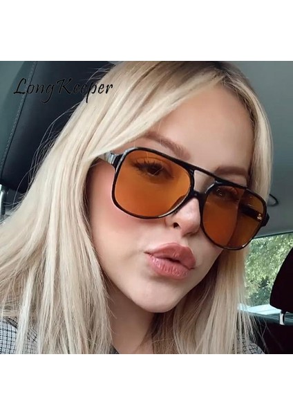 Pilot Güneş Gözlüğü Erkekler Lüks Marka Kadın Vintage Büyük Boy Kare Güneş Gözlüğü Sarı Lens Gece Görüş Sürüş Gözlüğü Oculos (Yurt Dışından) fiyatları