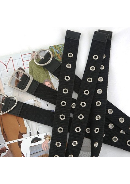 Geniş Kadın Kadın Bel Kemeri Siyah Kanvas Kemer Grommet Delik Toka Kemer Kot Bel Kemeri Yuvarlak Aşk Kalp Kare Kemer (Yurt Dışından) indirimleri