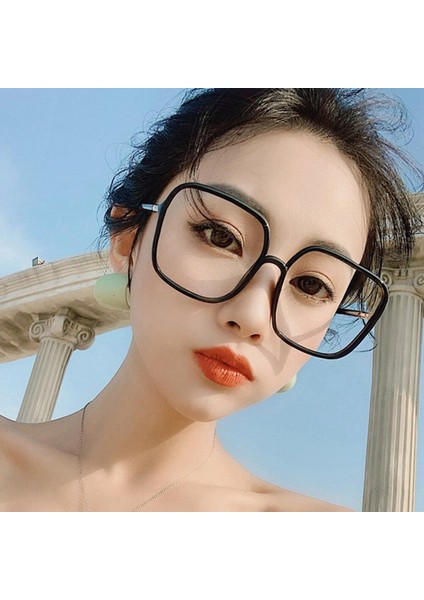 Klasik Vintage Güneş Gözlüğü Kadın Büyük Boy Kare Plastik Çerçeve Lüks Marka Tasarımcısı Şeffaf Gri Pembe Lens Shades Oculos (Yurt Dışından)