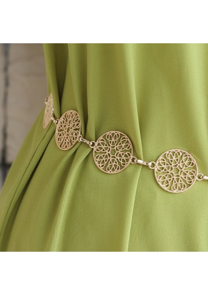 Retro Hollow Out Gesneden Vrouwen Ketting Riem Ronde Metal Verstelbare Dunne Taille Keten Riemen Jurk Broek Decoratieve Broeksbanden Bandjes (Yurt Dışından) fırsatları