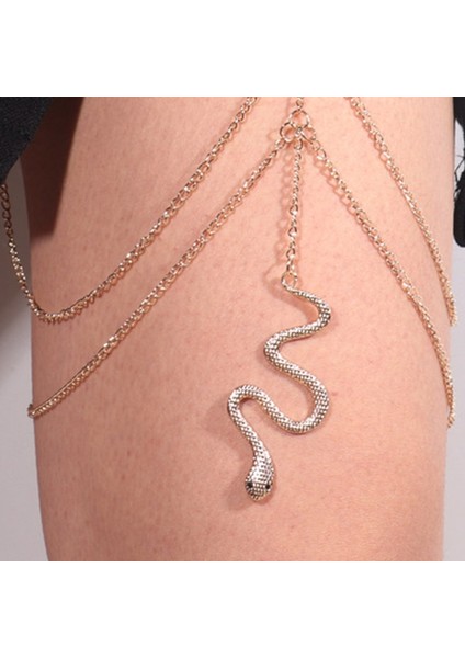 Q1JD Punk Yılan Püskül Uyluk Zincir Bacak Vücut Zinciri Demeti Gotik Bacak Jartiyer Kemer Moda Plaj Kulübü Rave Parti Vücut Malzemeleri (Yurt Dışından) indirimleri