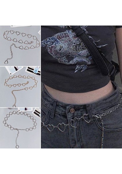 2021 Vintage Flaş Matkap Kalp Bel Zincir Kemer Kadınlar Için Sevimli Gümüş Metal Kemerler Punk Tarzı Kot Kemer Kız Etek Zincir Kemerler (Yurt Dışından) fiyatları