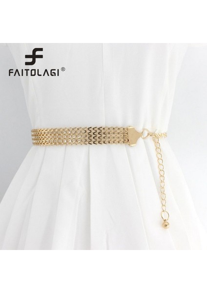 Harajuku Yaprak Metal Kemerler Kadınlar Için Vintage Yüksek Bel Zincir Kemer Altın Gümüş Metal Bayan Elbise Dekoratif Kemer (Yurt Dışından)