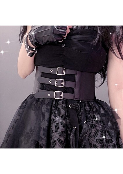 2022 Moda Harajuku Korse Punk Goth Goth Retro Buitenste Slijtage Taille Seal Serin Lo Brede Riem Vrouwelijke Cos Korse (Yurt Dışından) indirimleri