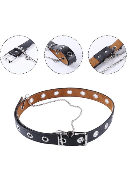 Kadınlar Casual Punk Çapraz Nakış Siyah Kemerler Yüksek Bel A-Line Koyu Gotik Harajuku Dipleri Streetweed (Yurt Dışından) indirimleri