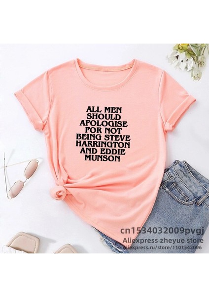 Eddie Munson Stranger Şeyler T-Shirt Vintage Mektup Baskı Tüm Erkekler Özür Dilemeli T Gömlek O Boyun Kadın Yaz Tees (Yurt Dışından) fırsatları