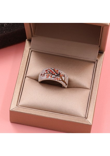 Moda Parlak Ağaç Dalı Yüzük Renkli Kristal Zirkon Şube Yüzükler Kadınlar Için Benzersiz Punk Şube Düğün Takı Hediye (Yurt Dışından) fırsatları