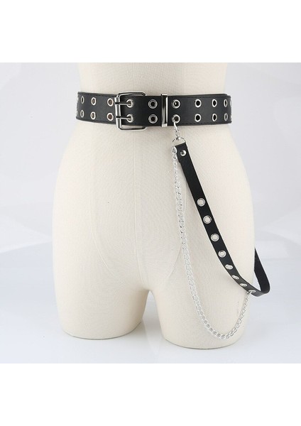 Harajuku Koyu Meisje Punk Gotik Stijl Kruvaze Knoopsgat Tek Göğüslü Knoopsgat Kemer Decoratie Jk Taille Ketting Riem (Yurt Dışından) modelleri