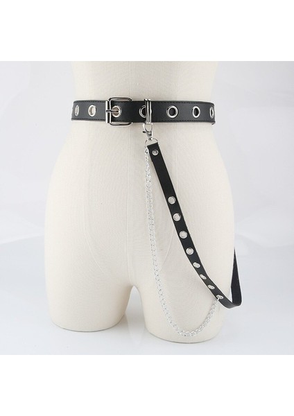 Harajuku Koyu Meisje Punk Gotik Stijl Kruvaze Knoopsgat Tek Göğüslü Knoopsgat Kemer Decoratie Jk Taille Ketting Riem (Yurt Dışından) fırsatları