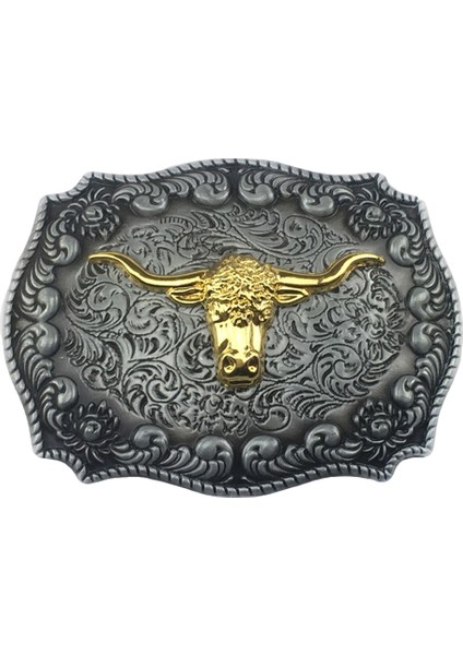 Vintage Batı Kovboy Altın Uzun Boynuz Boğa Kafası Çiçek Çinko Alaşım Kemer Tokası (Yurt Dışından) fiyatları