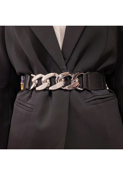 Lüks Elastik Geniş Kadın Bel Kemeri Altın Renk Metal Zincir Bayan Elbise Kemerleri Moda Ceket Kazak Kadın Kemer X258 (Yurt Dışından) modelleri