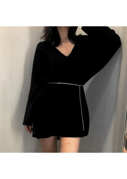 Moda Kadın Mini Metal Elbise Bel Zinciri Kemer Payetler Tüm Maç Rahat Zarif Giyim Ince Zincir Kemer (Yurt Dışından) fırsatları