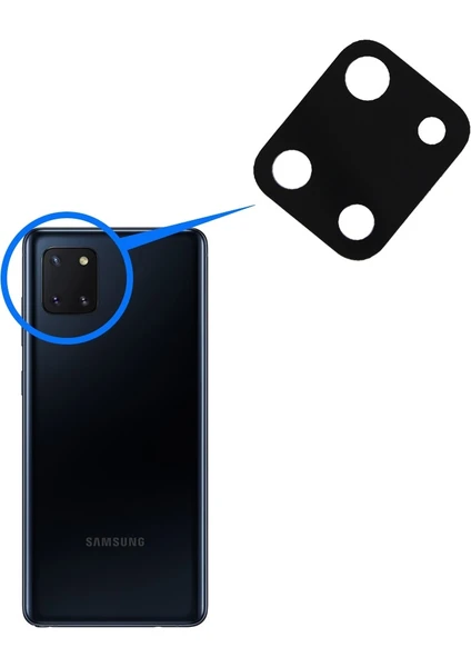 Samsung Galaxy Note 10 Lite Uyumlu Arka Kamera Camı Lens Yapışkanlı