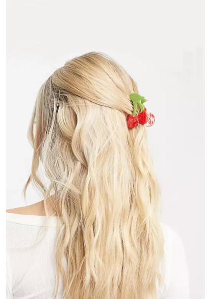 Çok Tatlı Dallı Kiraz Akrilik Lüks Mandal Saç Tokası indirimleri