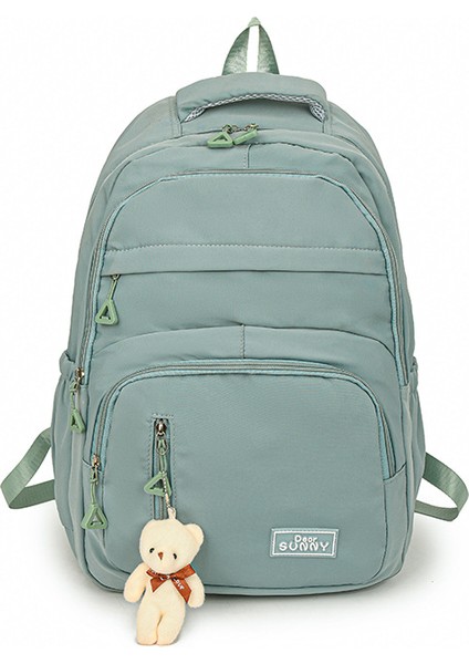 Üniversite Öğrencileri ve Lise Öğrencileri Için Büyük Kapasiteli Kanvas Düz Renkli Çok Bölmeli Okul Çantası (Yurt Dışından)