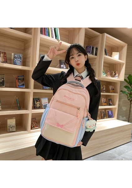 Lise Öğrencileri ve Üniversite Öğrencileri Için Taze Düz Renkli Naylon Büyük Kapasiteli Okul Çantası (Yurt Dışından) fiyatları