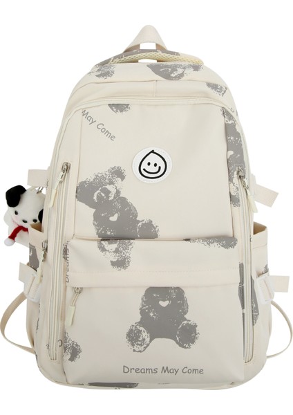 Üniversite Öğrencileri Lise Öğrencileri Büyük Kapasiteli Ayı Baskı Düz Renk Sırt Çantası (Yurt Dışından)