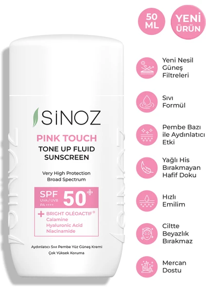 SPF50+ Pink Touch Aydınlatıcı  Sıvı Güneş Kremi - Yeni Nesil Güneş Filtreleri İle Hibrit Formül 50ML