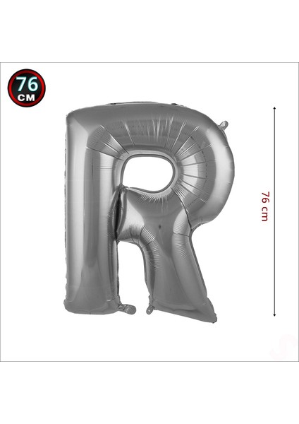 R Harf Gümüş Folyo Balon - 76 cm