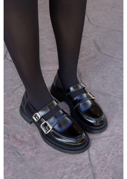 Bonita Siyah Rugan Deri Kadın Loafer