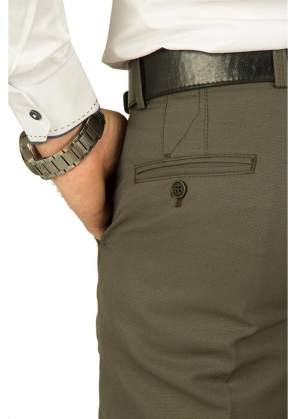 Erkek Armüllü Haki Keten Pantolon Kemer Astarlı Günlük Stil Desenli Model No: 2413565 modelleri