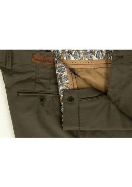 Erkek Armüllü Haki Keten Pantolon Kemer Astarlı Günlük Stil Desenli Model No: 2413565 fırsatları