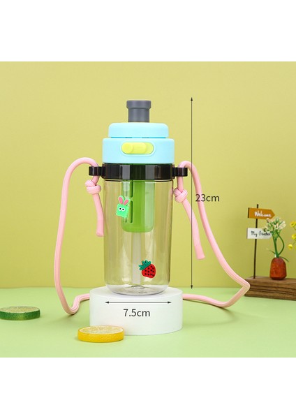 750 ml Yaz Karikatür Taşınabilir Çocuk Plastik Bardak Taşınabilir Öğrenci Pipet Şişesi (Yurt Dışından)