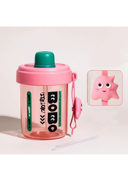 500 ml Yaz Tritan Doğrudan Içme Suyu Şişesi Öğrenci Taşınabilir Çift Pipetli Bardak (Yurt Dışından)