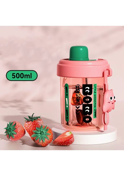 500 ml Yaz Tritan Doğrudan Içme Suyu Şişesi Öğrenci Taşınabilir Çift Pipetli Bardak (Yurt Dışından)