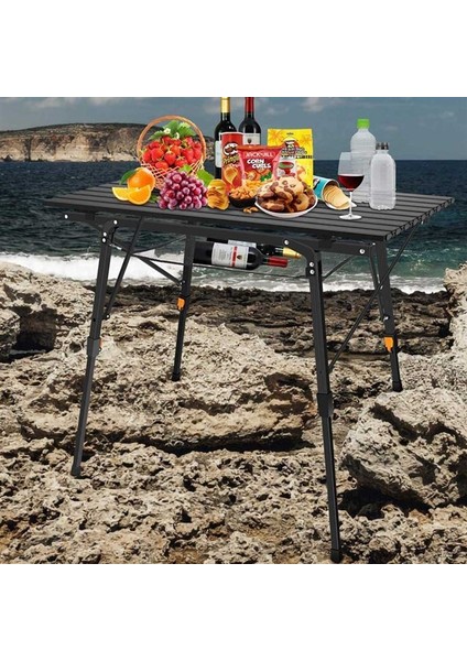Elite Alüminyum Teleskopik Ayaklı Kamp Piknik Masası - Siyah