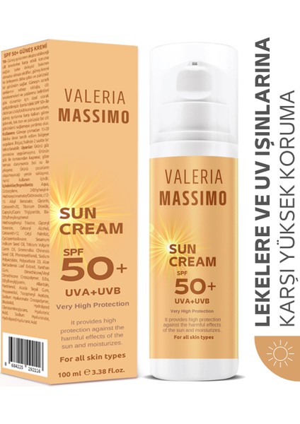 Spf 50+ Yüz ve Vücut Güneş Kremi Tüm Ciltler Için 100 ML UVA-UVB fırsatları