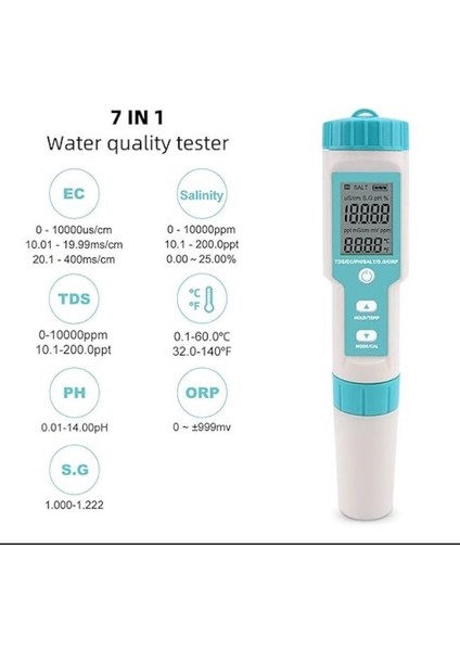 Ph Meter, 7 In 1 Ph/tds/ec/orp/sg/tuzluluk/sıcaklık Çok Parametre Cep Su Kalitesi Test Elektrot ile Değiştirilebilir Ph Metre fiyatları