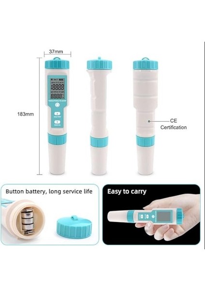 Ph Meter, 7 In 1 Ph/tds/ec/orp/sg/tuzluluk/sıcaklık Çok Parametre Cep Su Kalitesi Test Elektrot ile Değiştirilebilir Ph Metre modelleri