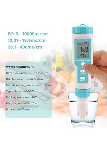 Ph Meter, 7 In 1 Ph/tds/ec/orp/sg/tuzluluk/sıcaklık Çok Parametre Cep Su Kalitesi Test Elektrot ile Değiştirilebilir Ph Metre fırsatları