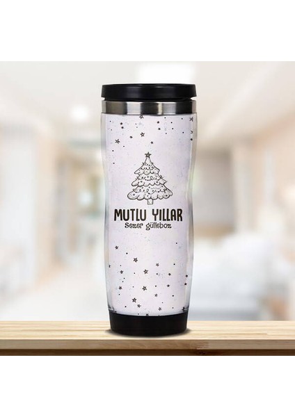 Mutlu Yıllar Çam Ağacı Temalı Termos Bardak