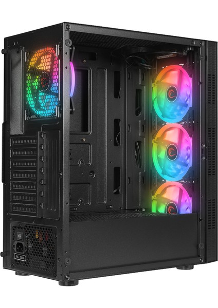 Plaıd V5 600W 80PLUS Bronze 4X120MM Rgb Fanlı Midt Atx Siyah Kasa