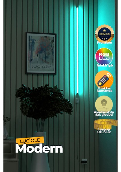 Aplik Uzaktan Kumandalıyatak Üstü Tv Yanı Oturma Odası Rgb Çok Renkli LCAPL15