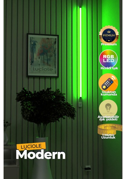 Aplik Uzaktan Kumandalıyatak Üstü Tv Yanı Oturma Odası Rgb Çok Renkli LCAPL15