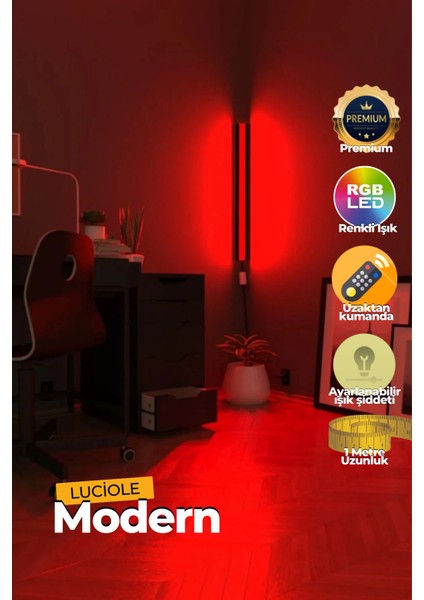 Aplik Uzaktan Kumandalıyatak Üstü Tv Yanı Oturma Odası Rgb Çok Renkli LCAPL19
