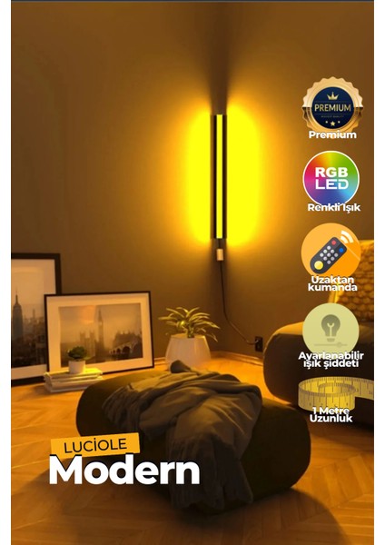 Aplik Uzaktan Kumandalıyatak Üstü Tv Yanı Oturma Odası Rgb Çok Renkli LCAPL19
