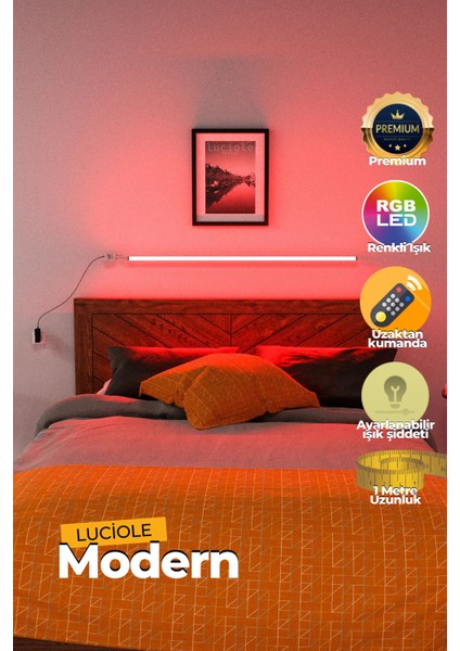 Aplik Uzaktan Kumandalıyatak Üstü Tv Yanı Oturma Odası Rgb Çok Renkli LCAPL35