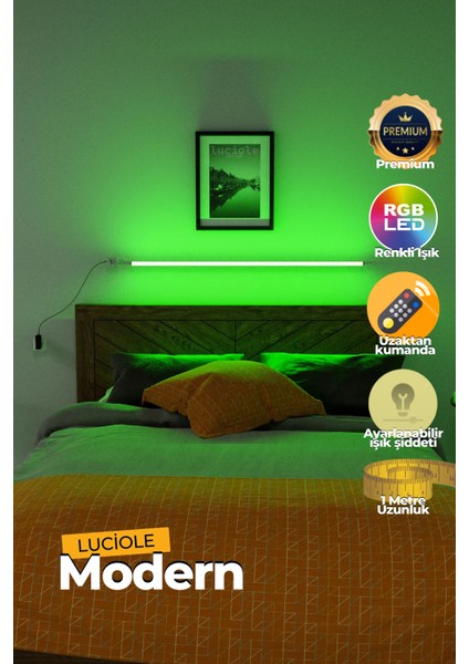 Aplik Uzaktan Kumandalıyatak Üstü Tv Yanı Oturma Odası Rgb Çok Renkli LCAPL35
