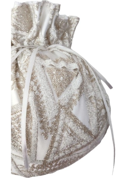 Gelin Takı Kesesi,kırık Beyaz Gelin Çantası,simli ve Havyar Baskı,düğün,nişan,doğum Günü,çanta fırsatları