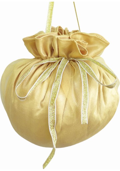 Gelin Takı Kesesi,sarı Gelin Çantası,sarı Kumaş ve Sarı Tüllü,düğün,nişan,doğum Günü,çanta,kese fiyatları