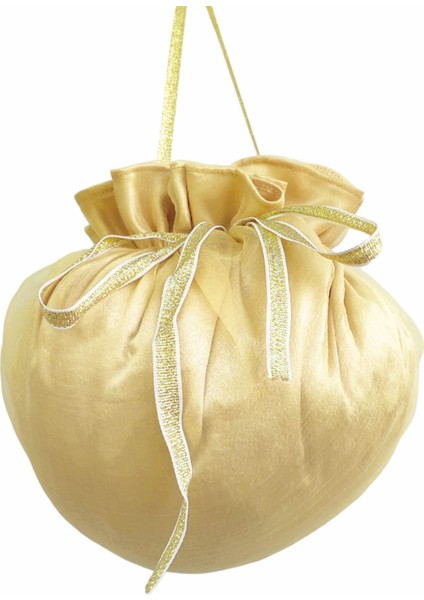 Gelin Takı Kesesi,sarı Gelin Çantası,sarı Kumaş ve Sarı Tüllü,düğün,nişan,doğum Günü,çanta,kese fırsatları