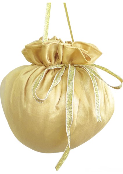 Gelin Takı Kesesi,sarı Gelin Çantası,sarı Kumaş ve Sarı Tüllü,düğün,nişan,doğum Günü,çanta,kese indirimleri