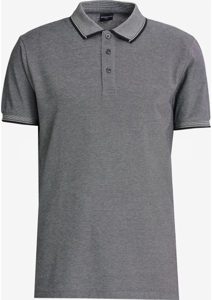 Erkek Siyah-Açık Siyah-Gri 3'lü Çekmeyen Pamuklu Slim Fit Dar Kesim Kıvrılmaz Polo Yaka Tişört