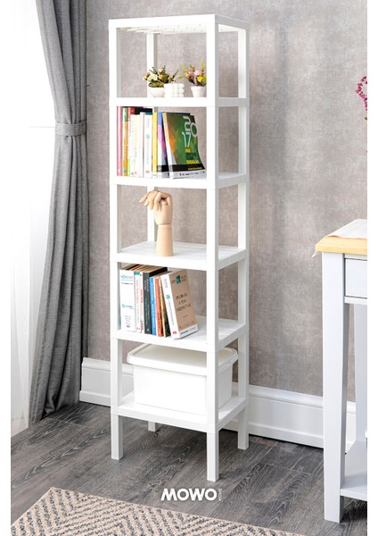 Mowo Home Shelf 6 Katlı Kitaplık Raf Ünitesi - Beyaz